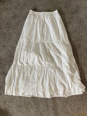 White Tiered Maxi Skirt - Lightweight Women's Summer Skirt